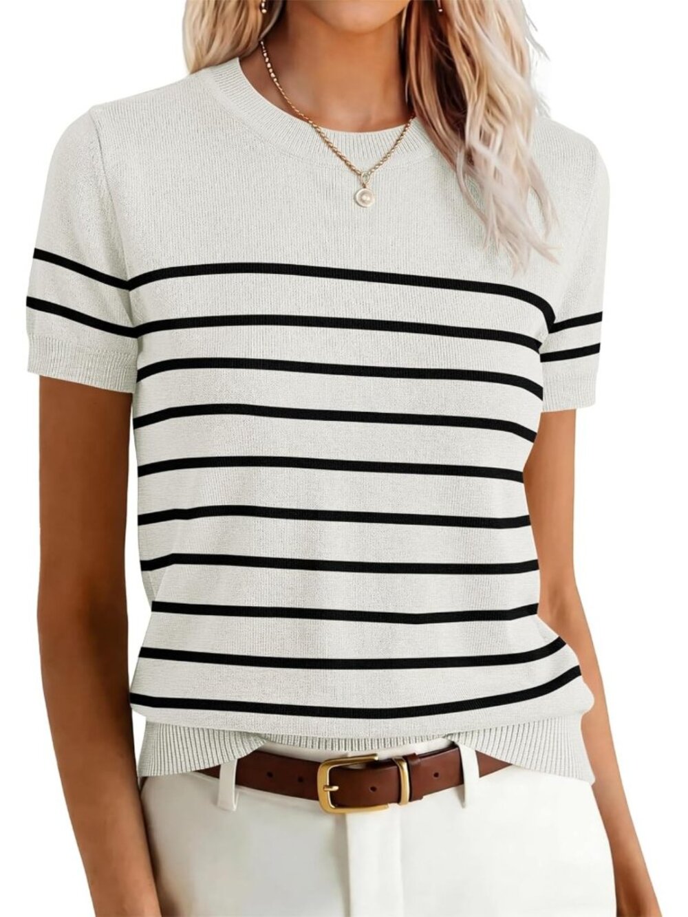 Cozy Women's Short Sleeve Wool Blend Sweater - Perfect for Layering & Style